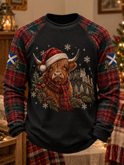 Men's Scottish Christmas Printed Waffle Sweatshirt