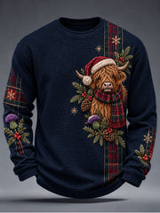 Men's Scottish Christmas Printed Waffle Sweatshirt