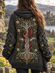 Women's Retro British Wales Printed Imitation Sweater Coat