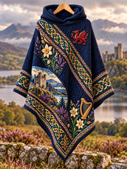 Women's Retro British Wales Printed Cape Sweater