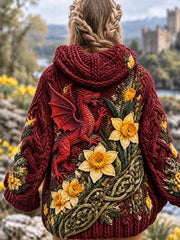 Women's Retro British Wales Printed Imitation Sweater Coat