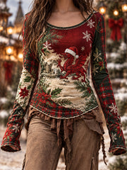 Women's Welsh Christmas Print Top