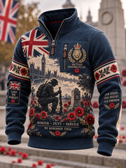 Men’S Remembrance Day-Themed Graphic Print Mock-Neck Sweatshirt