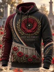 Men's  British Veterans – Remembrance Day Print Casual Fur Collar Zip-up Hoodie