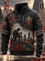 Men’S Remembrance Day-Themed Graphic Print Mock-Neck Sweatshirt