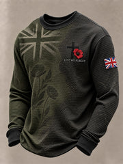 Men's British Veteran Lest We Forget Print Waffle Sweatshirt