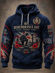 Men’S Veterans Remembrance Day Themed Graphic Print Hoodie