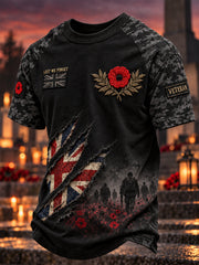 Men's British Veteran Lest We Forget Print Short-Sleeve T-Shirt