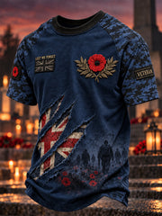 Men's British Veteran Lest We Forget Print Short-Sleeve T-Shirt
