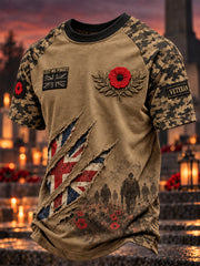 Men's British Veteran Lest We Forget Print Short-Sleeve T-Shirt