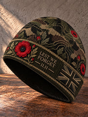 Unisex British Veteran Lest We Forget Print Warm Cold Knitted Hat