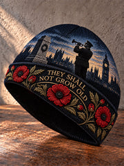 Unisex Lest We Forget Print Warm Cold Knitted Hat
