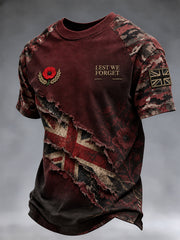 Men's British Veteran Lest We Forget Print Short-Sleeve T-Shirt