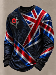 Men's British Veteran Lest We Forget Print Waffle Sweatshirt