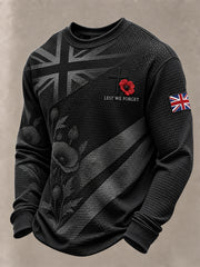Men's British Veteran Lest We Forget Print Waffle Sweatshirt