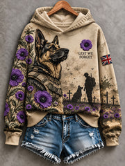 Women's Animals In  War Lest We Forget Print  Regular Sweatshirt
