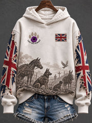 Women's Animals In  War Lest We Forget Print  Regular Sweatshirt